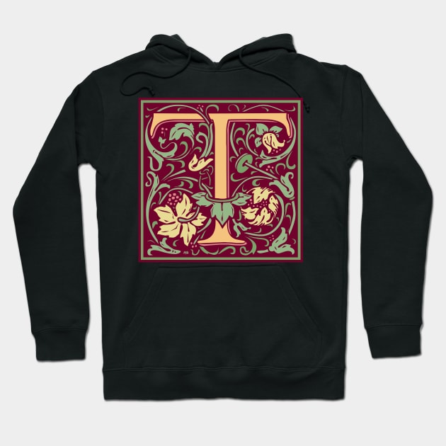 William Morris Vintage Letter T Hoodie by MatchbookGraphics